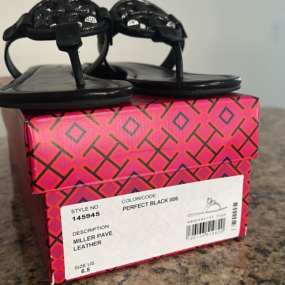 New Tory Burch Miller Pave Leather Sandal - Picture 10 of 13
